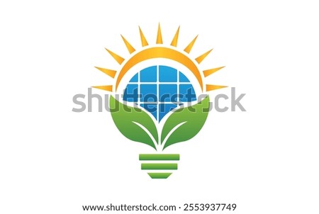 Light bulb green leaf logo Solar energy logo. Green energy concept. Light bulb icon