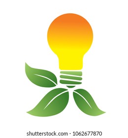 light bulb with green leafs
