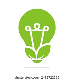 Light bulb with green leaves. Eco light bulb icon. Eco light bulbv