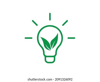 light bulb with green leaves vector illustration