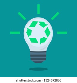 Light Bulb With Green Recycle icon Inside vector illustration