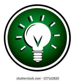 Light bulb green round icon