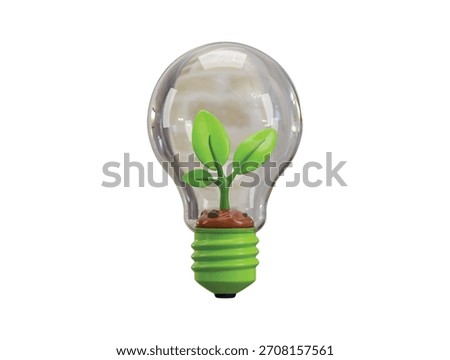 Light bulb with green sprout icon 3d render concept of eco energy, energy saving, renewable energy icon vector illustration