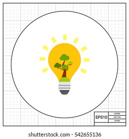 Light Bulb with Green Tree Icon