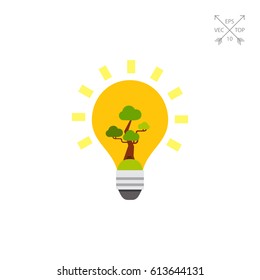 Light Bulb with Green Tree Icon