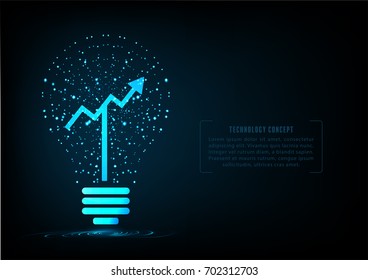Light bulb with growing graph inside.Concept of successful growth of business.