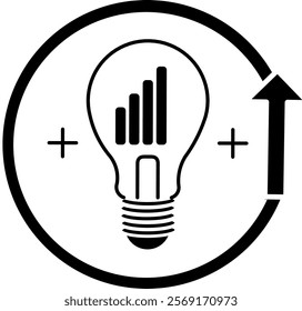 Light Bulb with Growth Chart in black