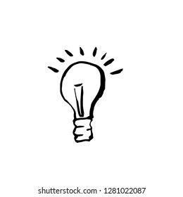 Light bulb grunge icon. Vector handdrawn illustration.