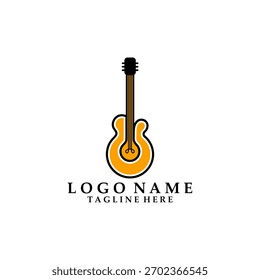 Vector de diseño de logotipo de guitarra de bombilla