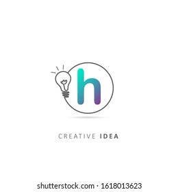 light bulb h letter logo design template, design vector light bulb symbol, idea logo.