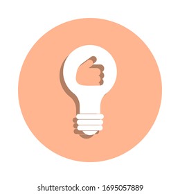 Icono de bombilla y placa de mano. Glifo simple, vector plano de arte e iconos de pintura para ui y ux, sitio web o aplicación móvil