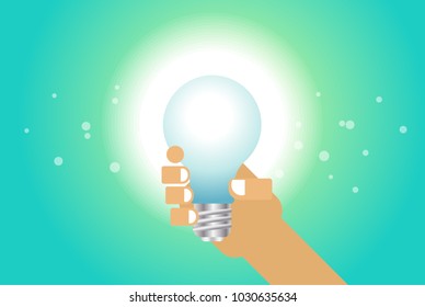 Light bulb in hand business concept