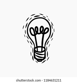 Light Bulb in Hand Drawing Doodle Style.