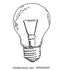 light bulb hand drawing in doodle style