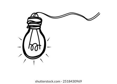 Light bulb hand drawn cartoon doodle sketching of an electric device vector illustration.