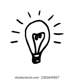 light bulb hand drawn in doodle style. 