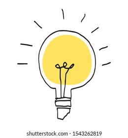 Light Bulb hand drawn. Idea concept illustration. Vector.