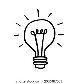 Light bulb hand drawn illustration with editable stroke