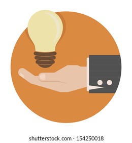 Light bulb in hand , eps10 vector format