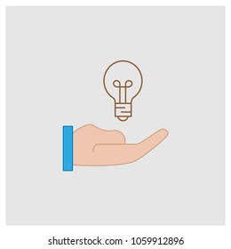 Light Bulb with Hand Vector Icon