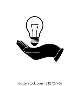 light bulb in hand - vector icon