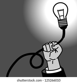Light bulb in hand, vector illustration