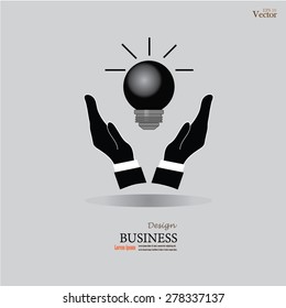 light bulb in hand.hand with light bulb.vector illustration.
