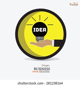 light bulb in hand.hand with light bulb.vector illustration.