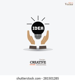 light bulb in hand.hand with light bulb.vector illustration.