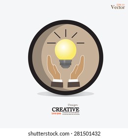 light bulb in hand.hand with light bulb.vector illustration.