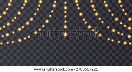 Light bulb hanging curtain, sky chirstmas star garland. Christmas fairy string decor bg, festoon png vector. White gold isolated new year chain, xmas glitter. Wedding frame, winter night header lamps