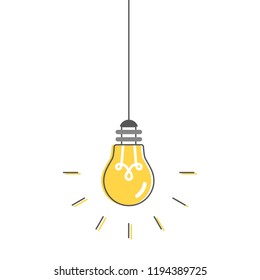 Light bulb hanging. Vector illustration, flat design