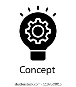 light bulb having cogwheel symbolising idea generation 