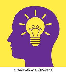 Light bulb in head, be smart vector.