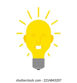 Light bulb head. The concept of a bright head, a person who has a lot of ideas