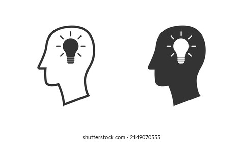
Light bulb in head. Flat vector illustration.