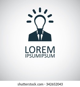 light bulb head icon, on white background
