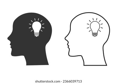 Light bulb in head. Idea symbol vector ilustration