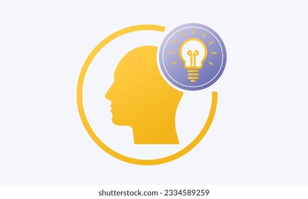 bombilla de luz con el logo de la cabeza como si fuera de vista. lineart de trazo plano tendencia monoline iq logotype diseño de arte gráfico.sobre fondo blanco.Vector Diseño Ilustración.