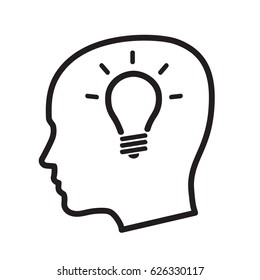 Light bulb in the head of a man