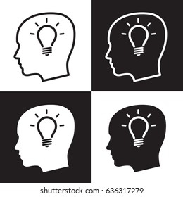 Light bulb in the head of a man