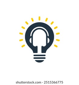 light bulb headphone technology logo vector illustration template design