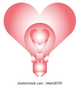 Light bulb with heart - abstract vector art illustration. Valentine's Day.