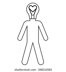 Light bulb with heart - abstract vector art illustration. Valentine's Day Icon.