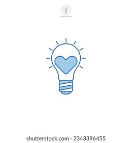 Light Bulb with Heart icon symbol vector illustration isolated on white background