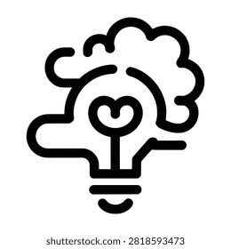 A light bulb with a heart inside a brain