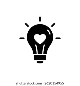 Light Bulb with Heart Representing Ethical Innovation and Ideas