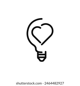 Light bulb with heart vector. Edit idea linear icon. Electric light bulb ecology. Electricity energy vector. Love outline light bulb. Business vector. Vector illustration.