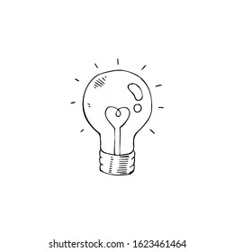 Light bulb, hearts illustration. Simple flat vector of valentine's day icons for ui and ux, website or mobile application
