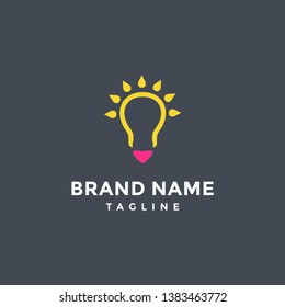 Light bulb with hearts - logo design - Vector